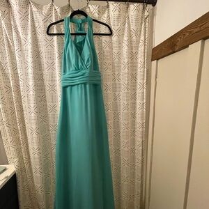 Sleeveless Halter Maxi Dress in Aqua